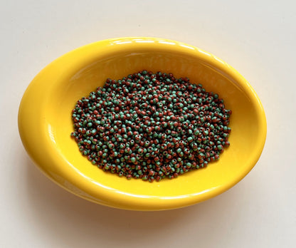 Red and Green Two Tone Seed Beads
