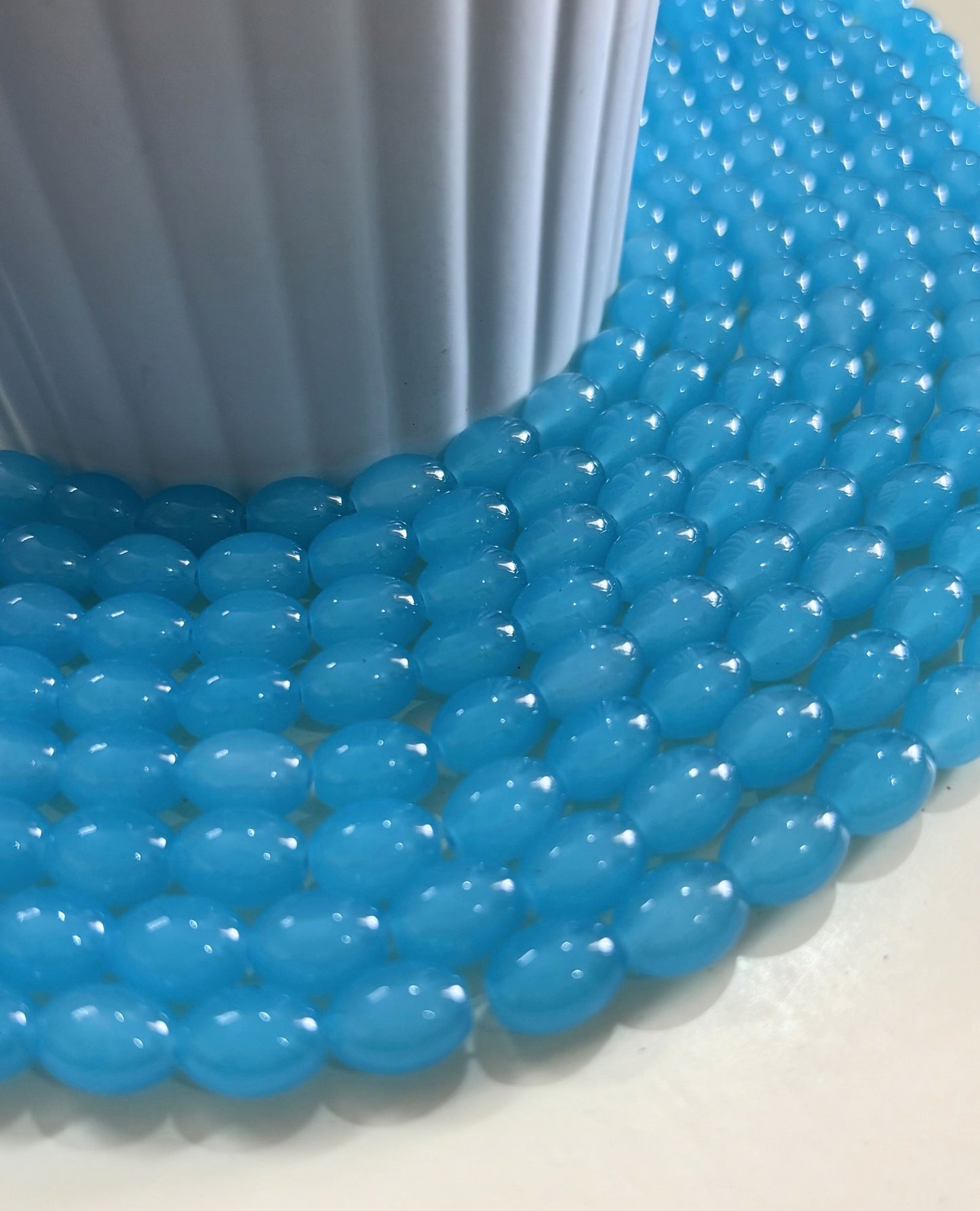 Oval Blue Glass Beads