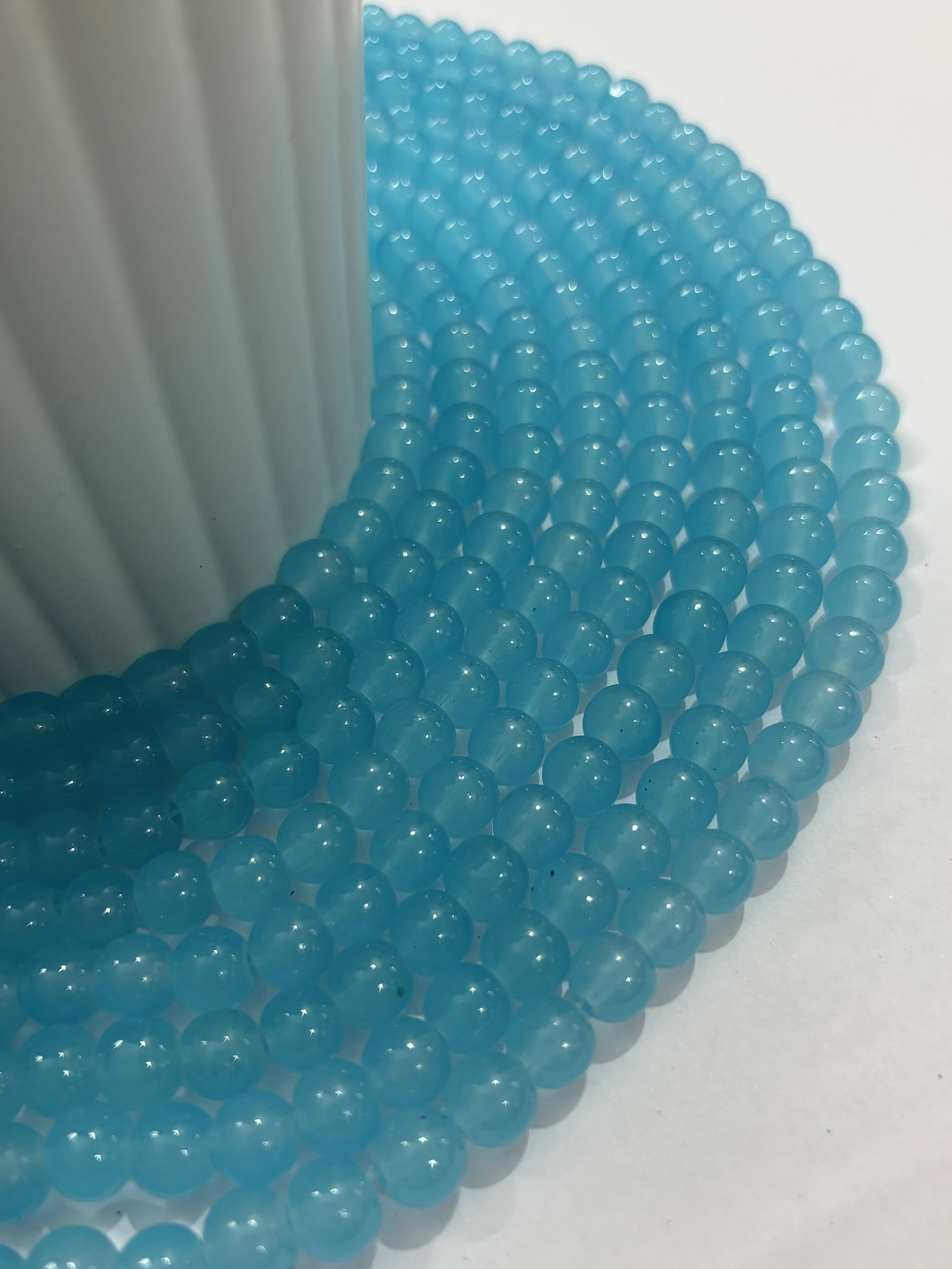 Round Blue Glass Beads