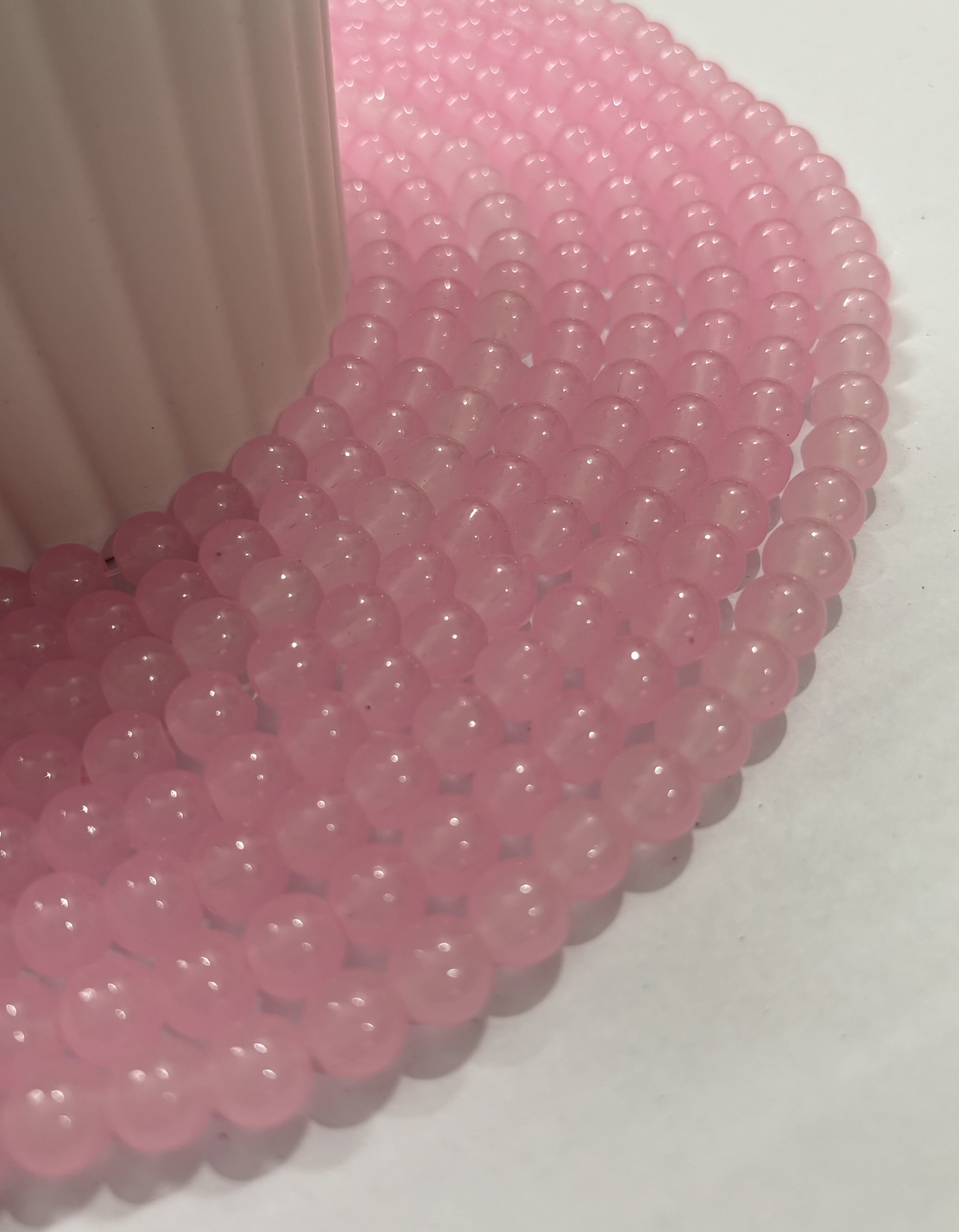 Round Baby Pink Glass Beads
