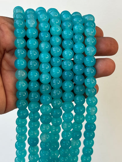 Blue Jelly Glass Beads 8MM