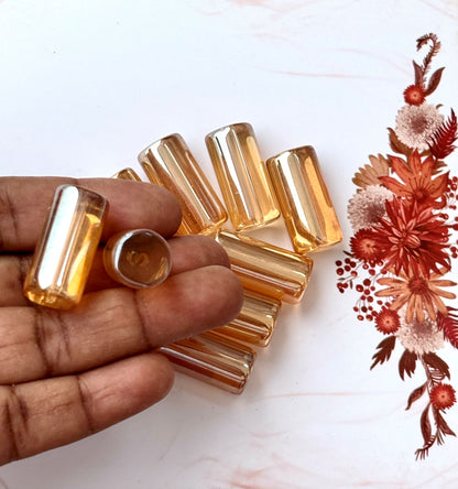 Amber Glass LCD Tube Beads