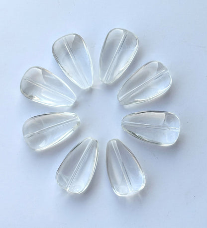Clear White Teardrop Glass Beads