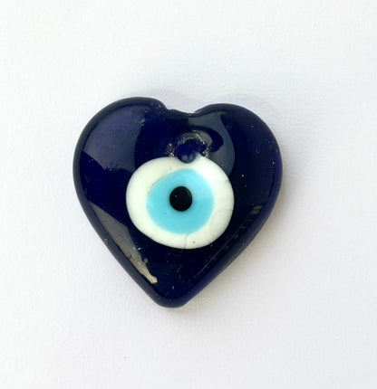 Heart-Shaped Blue Evil Eye Glass Charm 50MM - Love and Protection