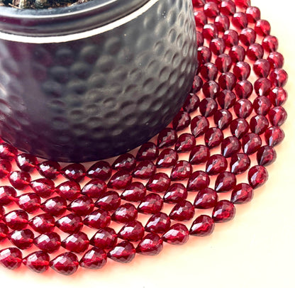 Maroon Faceted Teardrop Beads for Jewelry Making