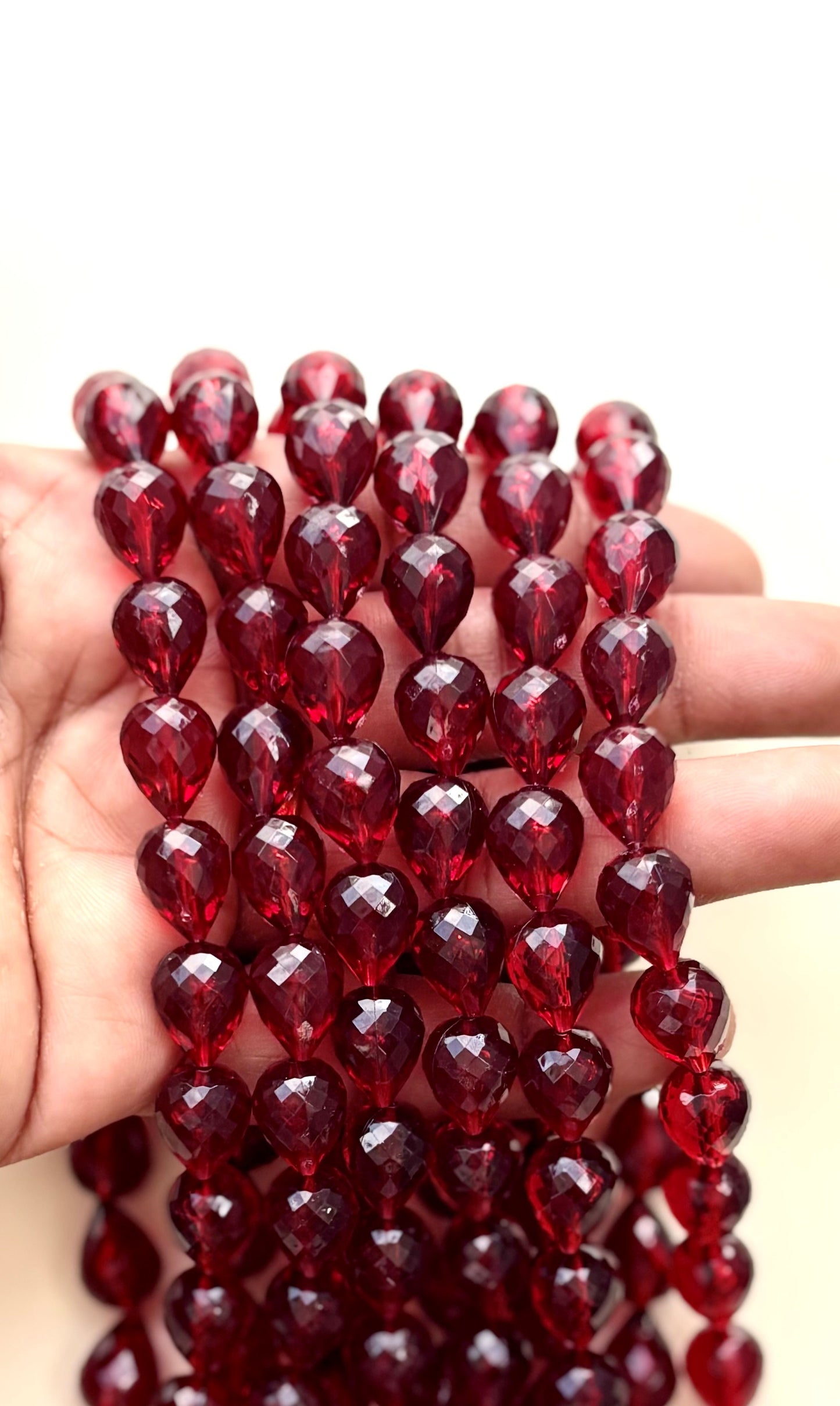 Maroon Faceted Teardrop Beads for Jewelry Making