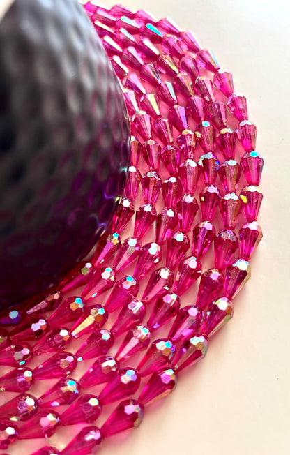 Iridescent Hot Pink Faceted Drop Bead for Jewelry Making