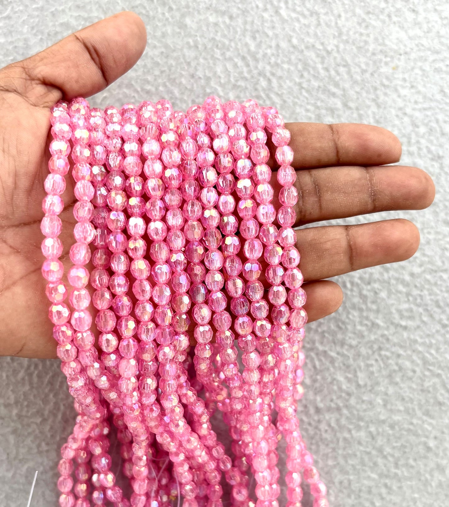 Iridescent Hot Pink Faceted Oval Beads for Jewelry Making