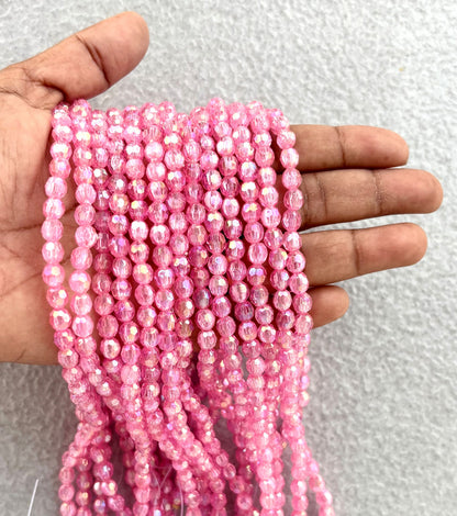 Iridescent Hot Pink Faceted Oval Beads for Jewelry Making