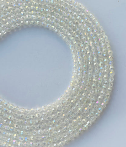 Iridescent Clear Faceted Oval Beads for Jewelry Making