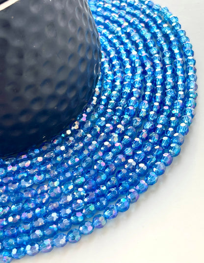 Iridescent Blue AB Faceted Oval Beads for Jewelry Making