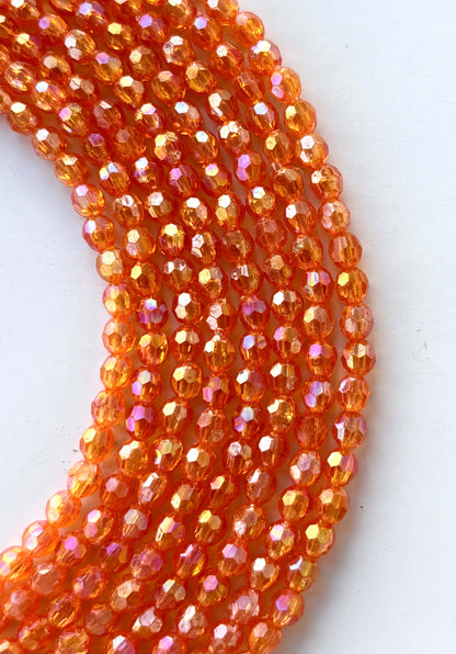 Iridescent Orange Faceted Oval Beads for Jewelry Making