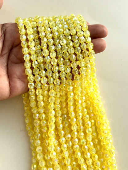 Iridescent Yellow Faceted Oval Beads for Jewelry Making