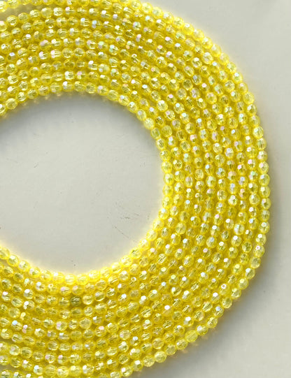 Iridescent Yellow Faceted Oval Beads for Jewelry Making