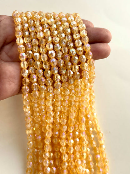 Iridescent Champagne Faceted Oval Beads for Jewelry Making