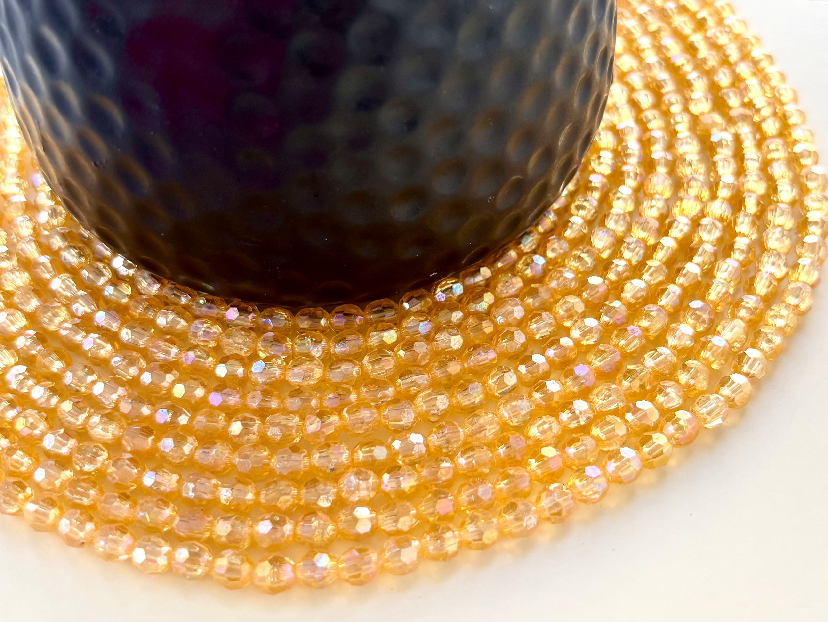 Iridescent Champagne Faceted Oval Beads for Jewelry Making