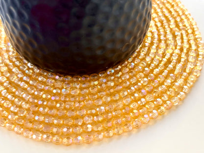 Iridescent Champagne Faceted Oval Beads for Jewelry Making