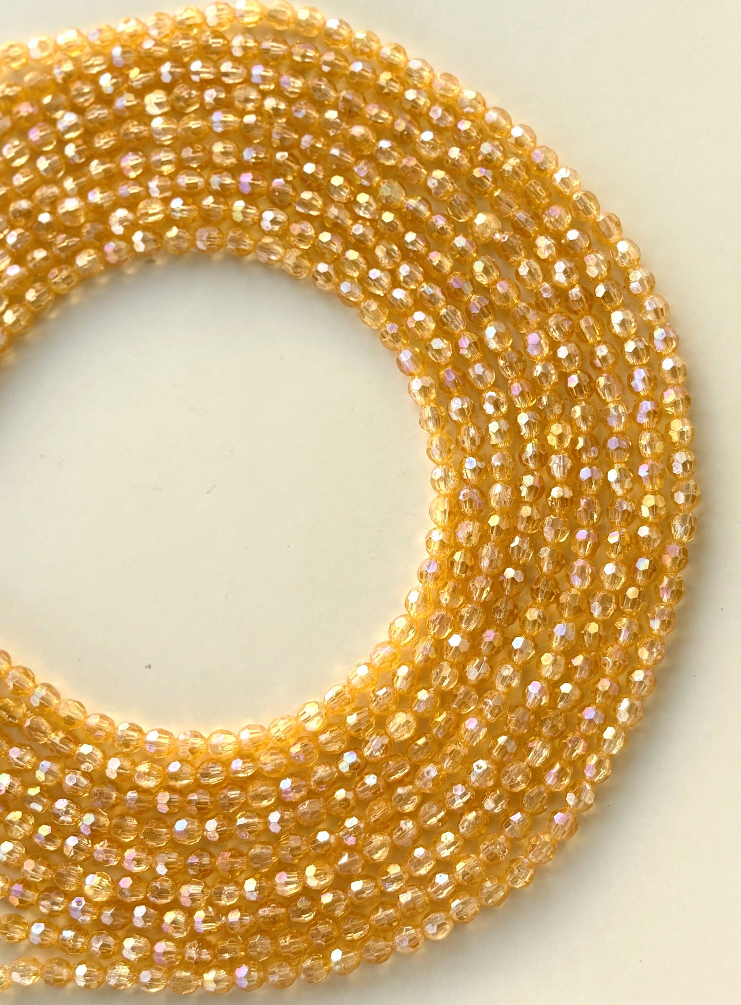 Iridescent Champagne Faceted Oval Beads for Jewelry Making