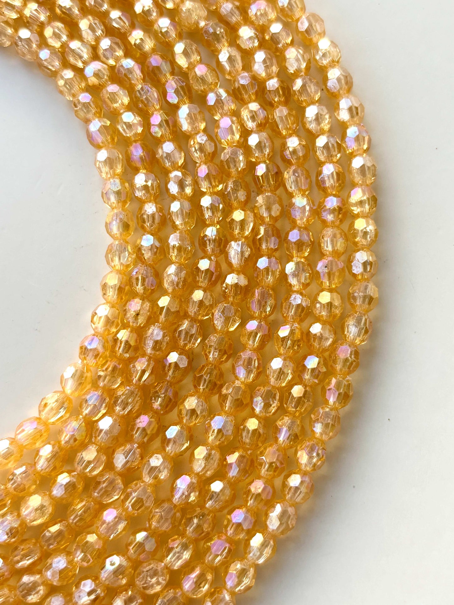 Iridescent Champagne Faceted Oval Beads for Jewelry Making