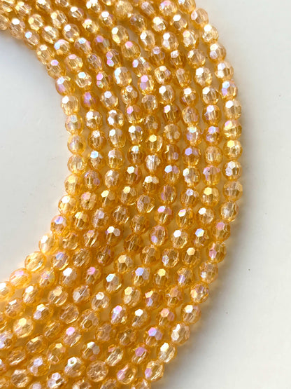 Iridescent Champagne Faceted Oval Beads for Jewelry Making