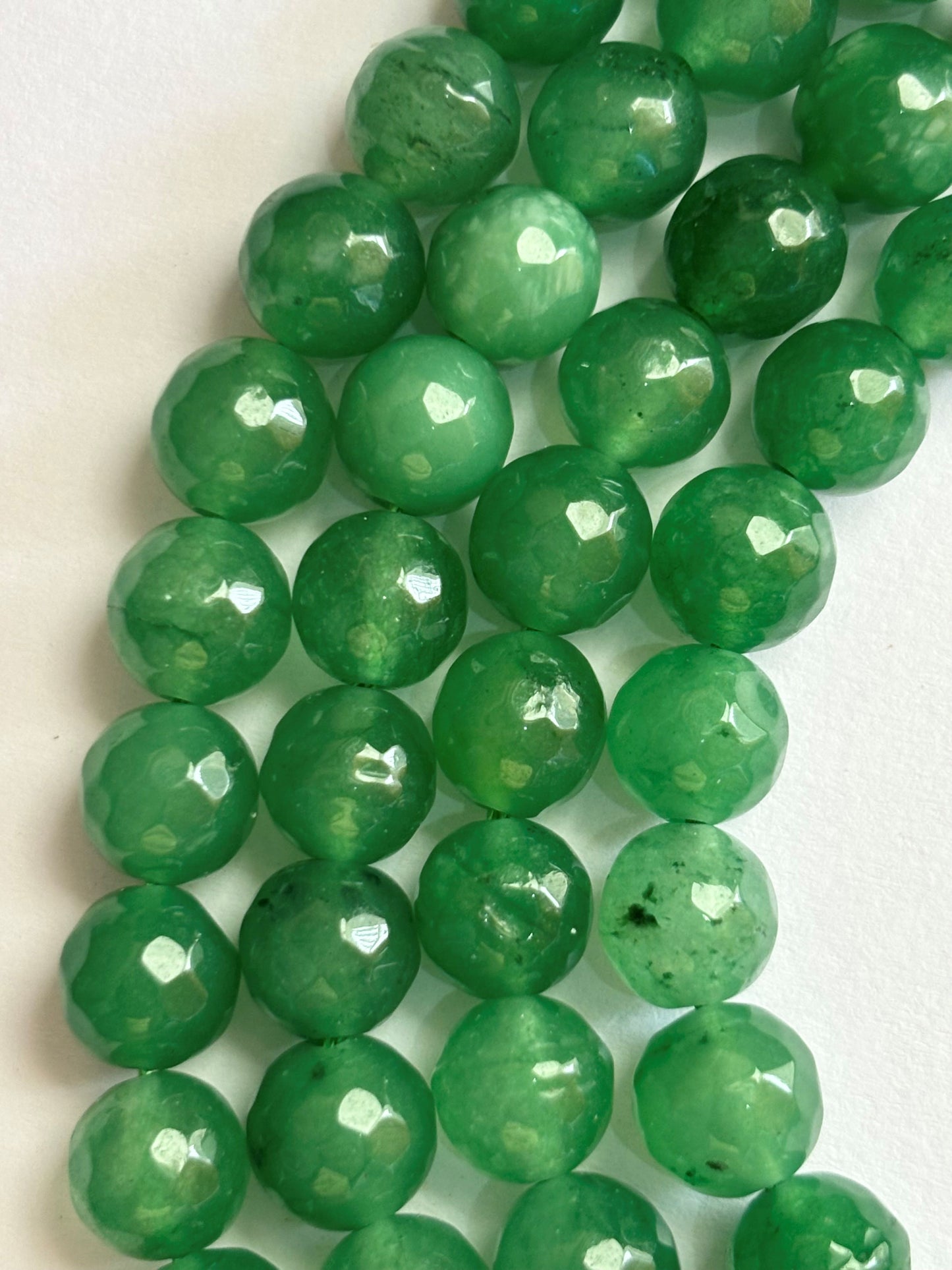 Green Jade Faceted Round Beads for Jewelry Making