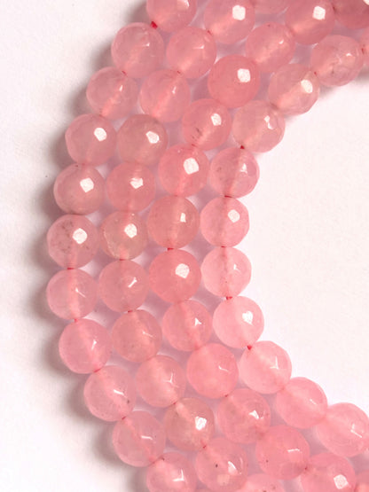 Light Pink Rose Quartz Faceted Round Beads for Jewelry Making