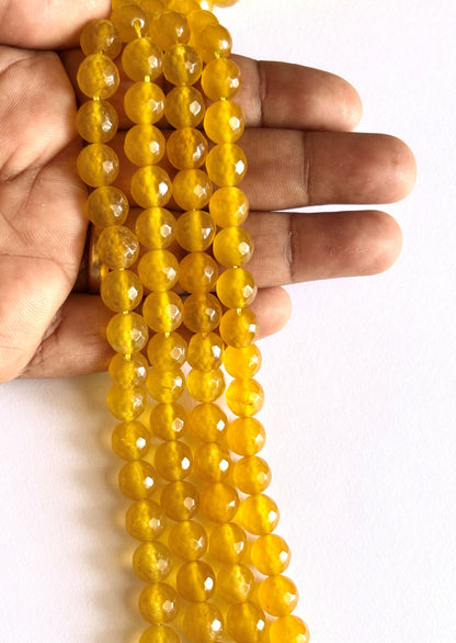 Yellow Jade Faceted Round Beads for Jewelry Making