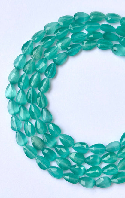 Faceted Teal Blue Agate Teardrop Beads for Jewelry Making