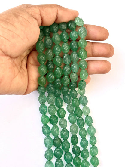 Green Strawberry Quartz Carved Beads for Jewelry Making