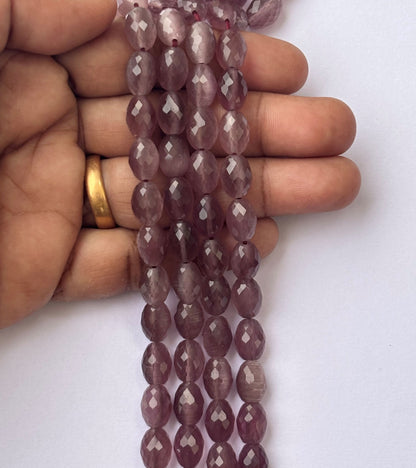 Faceted Plum Purple Agate Oval Beads for Jewelry Making