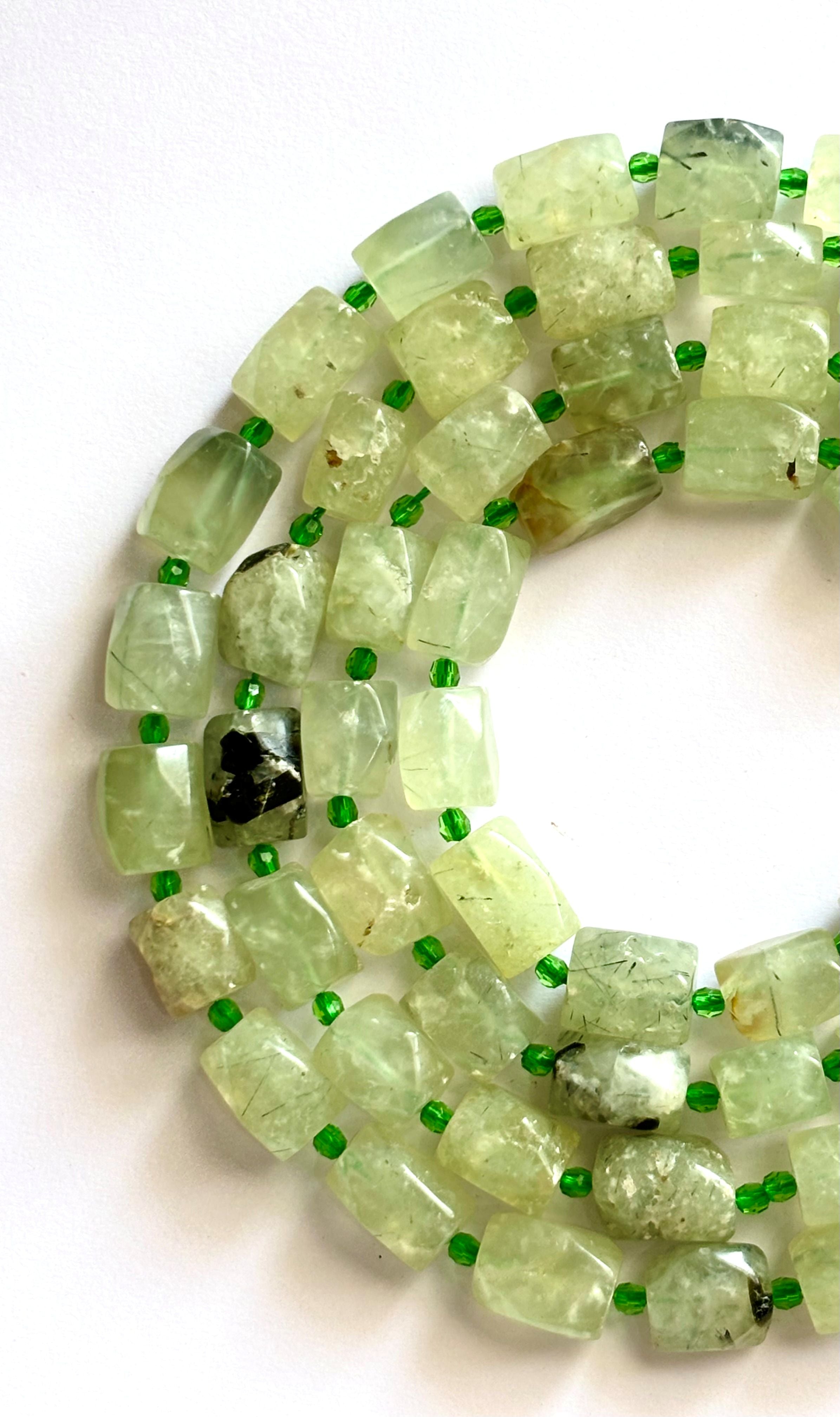 Natural Prehnite Nugget Beads for Jewelry Making