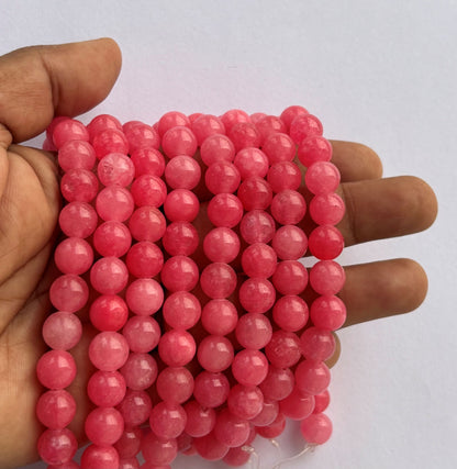 Natural Pink Rhodonite Round Beads for Jewelry Making