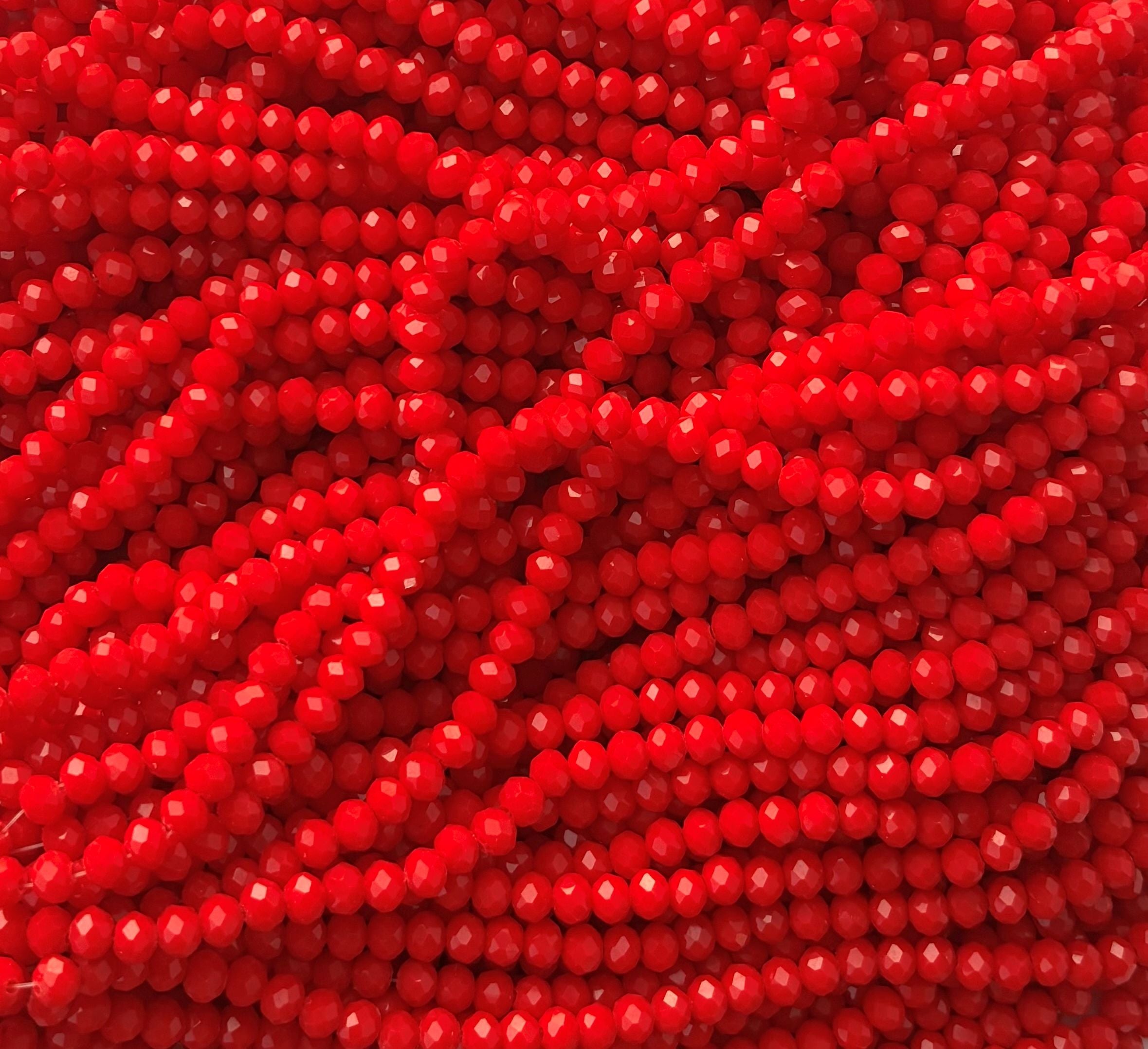 Red Faceted Rondelle Glass Beads for Jewelry Making