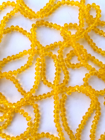 Yellow Faceted Rondelle Glass Beads 4MM for Jewelry Making