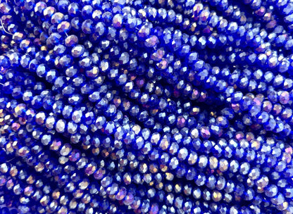 Blue AB Faceted Rondelle Glass Beads for Jewelry Making