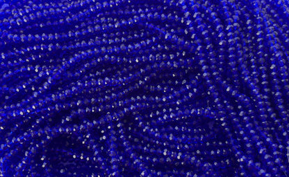 Deep Blue Faceted Rondelle Glass Beads 4MM for Jewelry Making