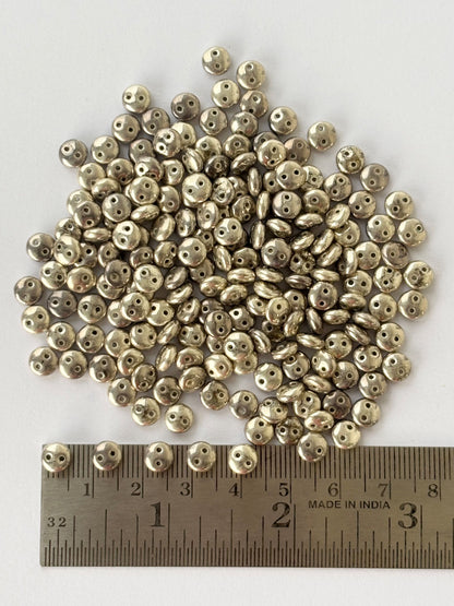 Smooth Opaque Glass Uni Silver Lentil Beads