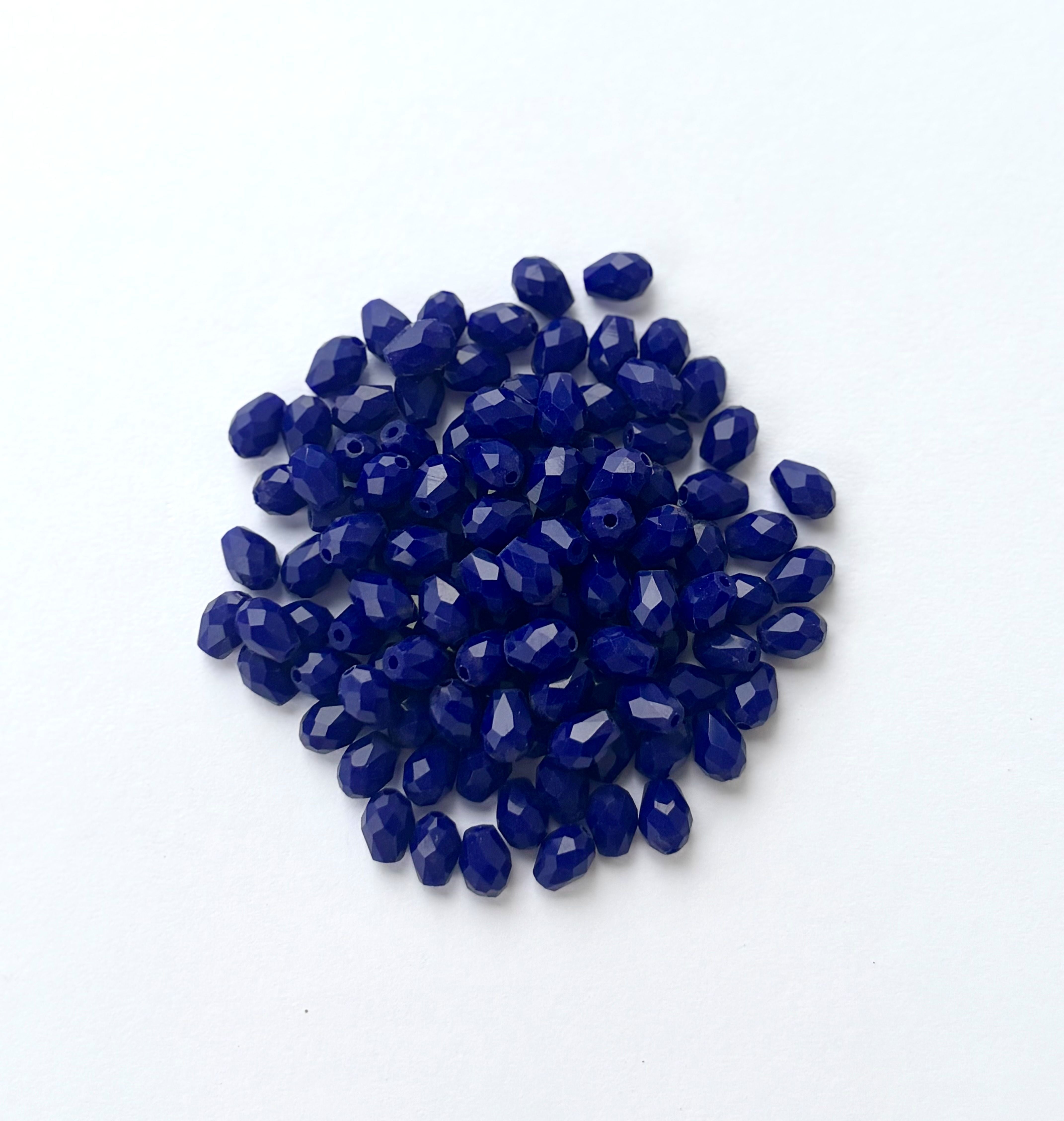 Rich Sapphire Blue Faceted Drop Crystals