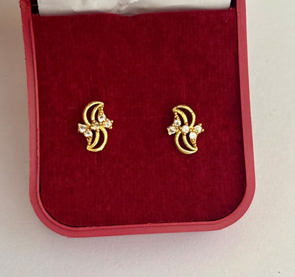 Gold-Plated Crescent Moon Stud Earrings