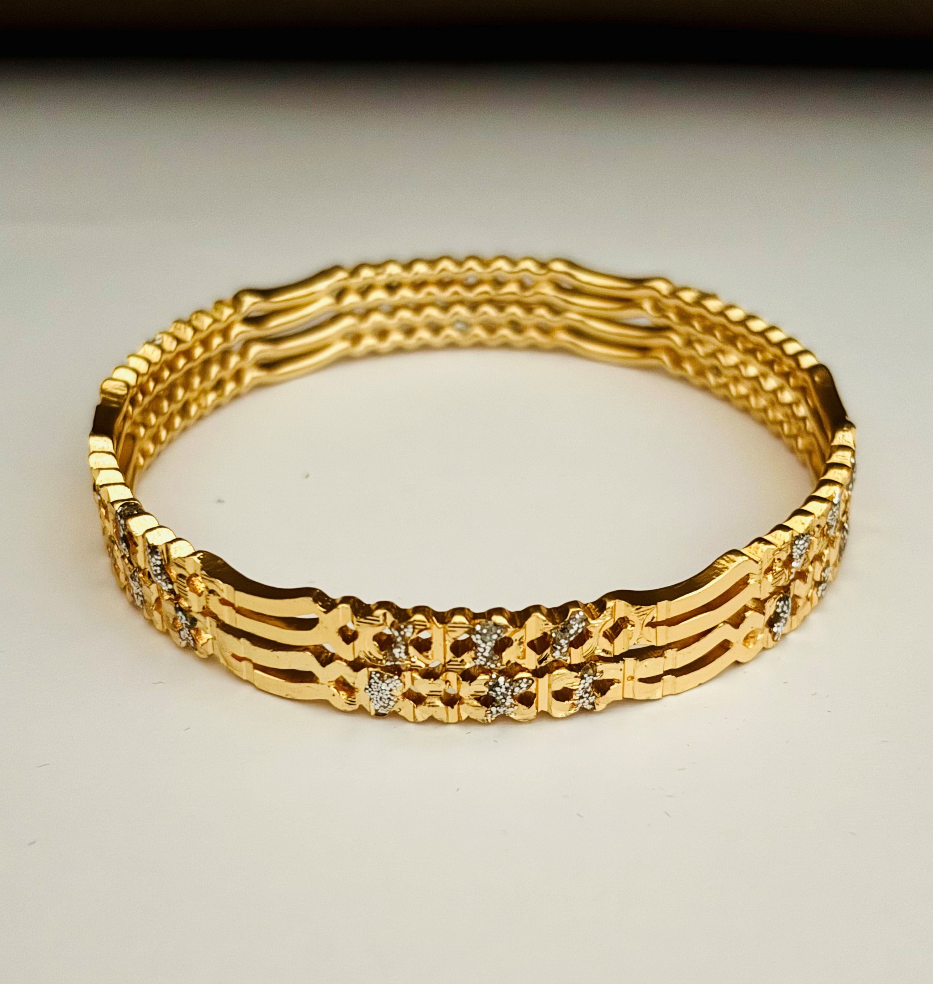Gold-Plated Silver-Line Bangle Set for Women