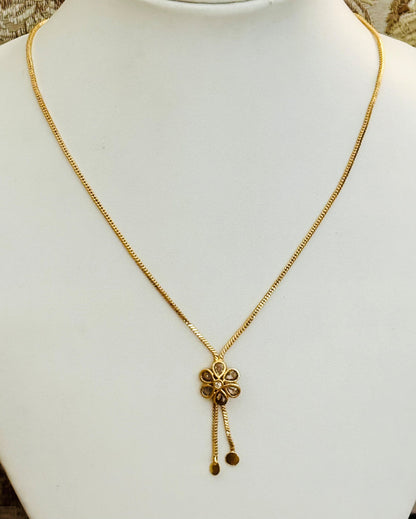 Flower Tassel Necklace with American Diamonds