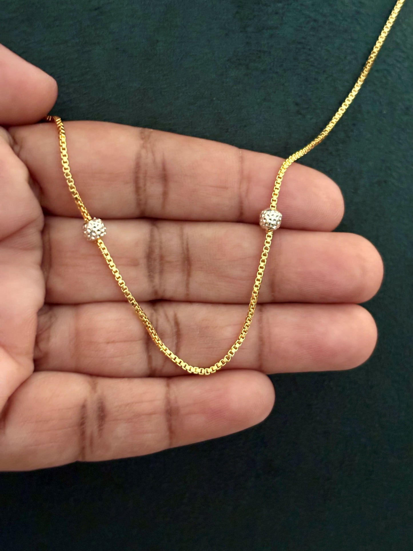 Gold-Plated Necklace with Gold and Silver Beads