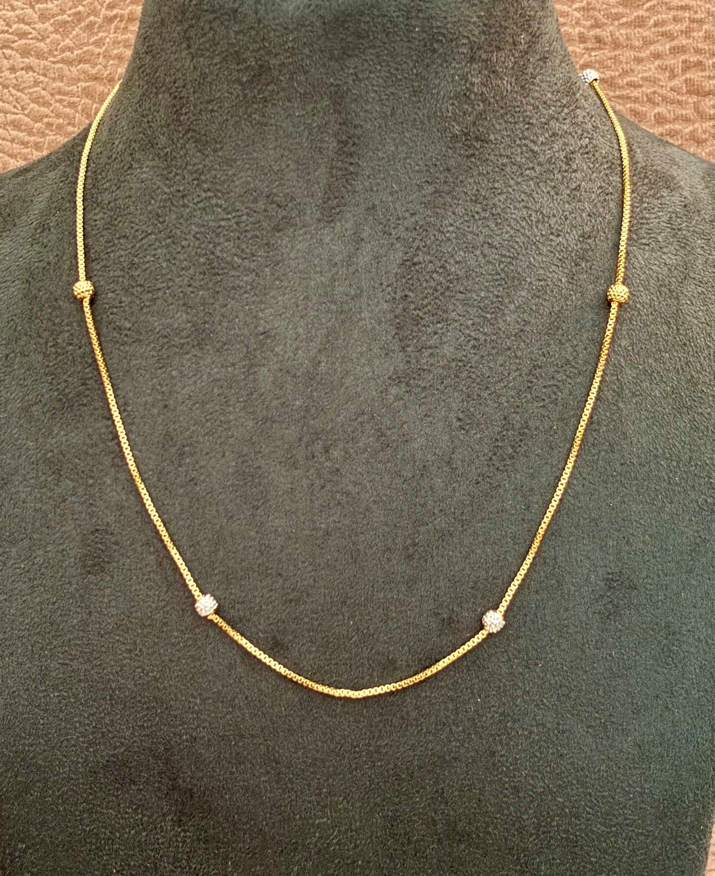 Gold-Plated Necklace with Gold and Silver Beads