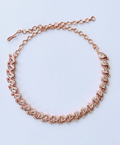 Rose Gold Plated American Diamond Statement Necklace Set