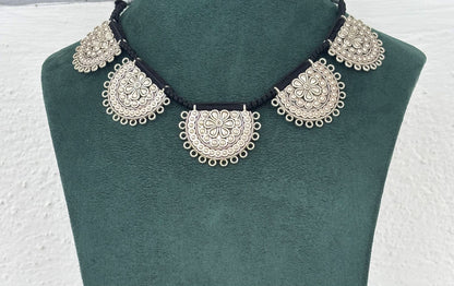 Tribal Oxidized Silver Chandbali Choker