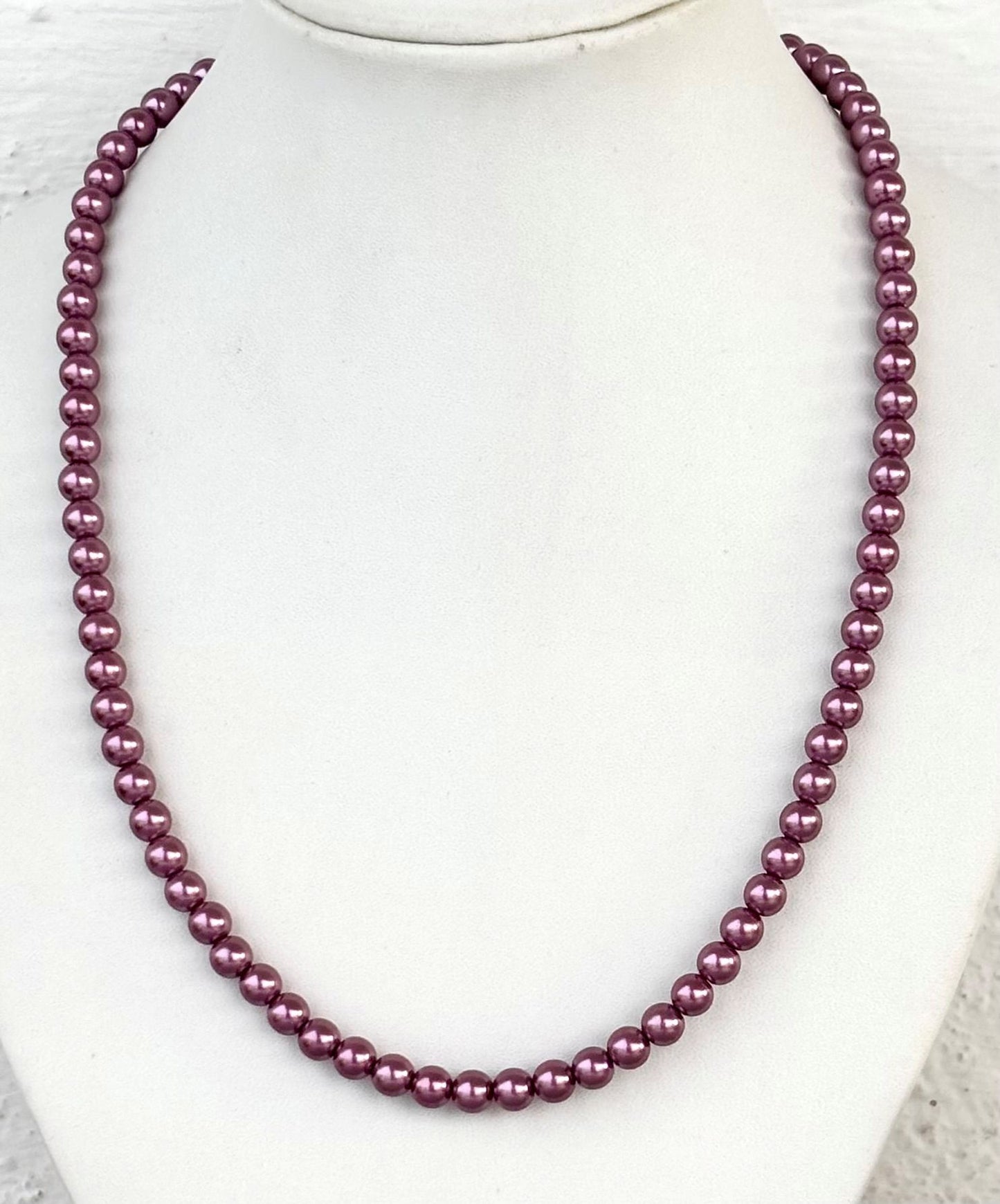 Mauve Pearl Necklace Set with Tribal Stud Earrings