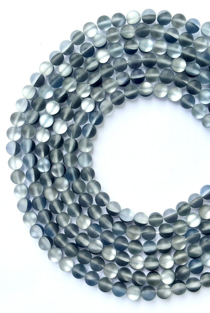 Matte Grey Aura Quartz Beads