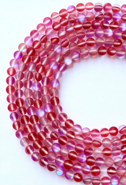 Matte Red Aura Quartz Beads