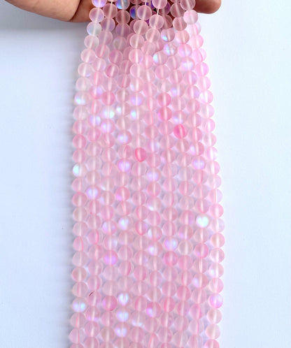 Matte Light Pink Aura Quartz Beads