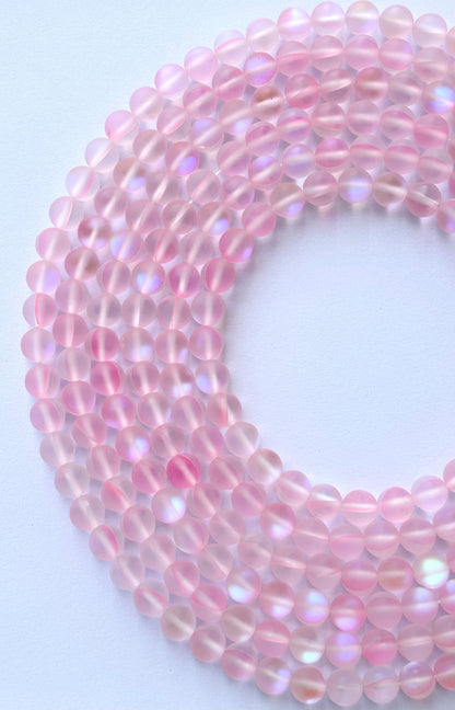 Matte Light Pink Aura Quartz Beads